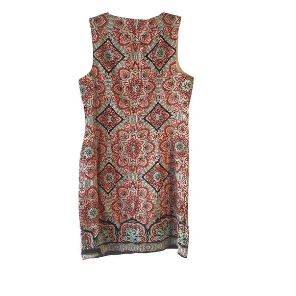 London Times Y2k Women's Size 10 Beaded Turquoise Red‎ Shift Dress - Picture 6 of 9